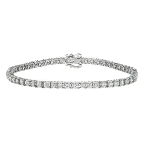 2.00 Carat Natural Diamond Illusion Set Tennis Bracelet G SI 14K White Gold 7''