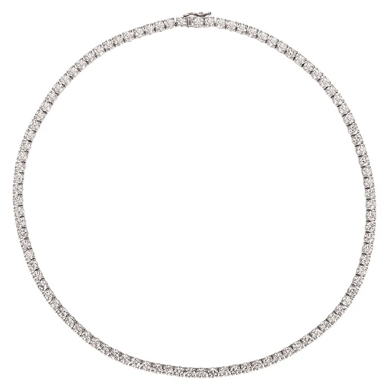 24.00 Carat Natural Diamond Tennis Necklace G SI 14K White Gold 16 inches