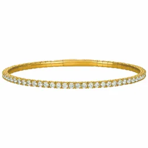 3.00 Carat Natural Diamond Flexible Bracelet Bangle G SI 14K Yellow Gold 7''