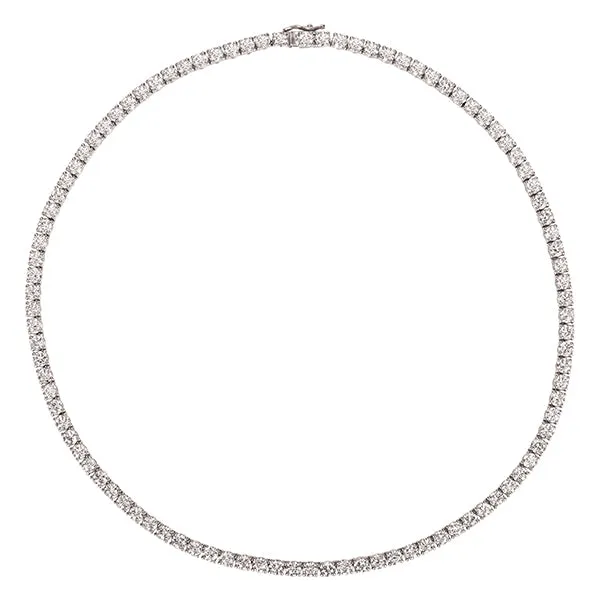 30.10 Carat Natural Diamond Tennis Necklace G SI 14K White Gold 16'' 86 stones