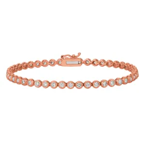 3.10 Carat Natural Diamond Bezel Bracelet G SI 14K Rose Gold 7 inches