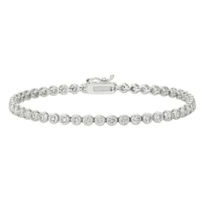 3.10 Carat Natural Diamond Bezel Bracelet G SI 14K White Gold 7 inches