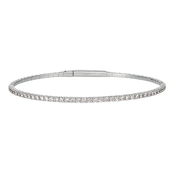 4.00 Carat Natural Diamond Flexible Bracelet Bangle G-H SI 14K White Gold 7''