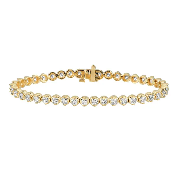 5.05 Carat Natural Diamond Tennis Bracelet G SI 14K Yellow Gold 7''