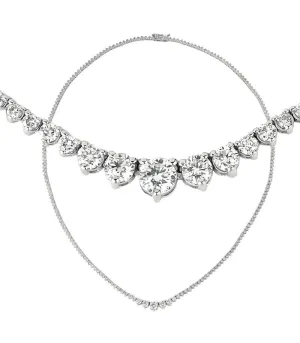 5.25 Carat Natural Diamond Graduated 3 Prong Tennis Necklace G SI 14K White Gold