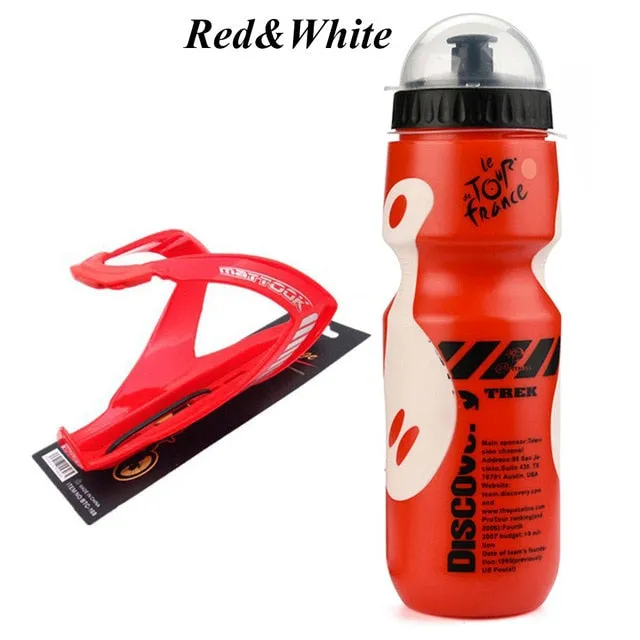 750ML Mountain Bike Bicycle Cycling Water Drink Bottle Holder Cage Outdoor Sports Plastic Portable Kettle Water Bottle Drinkware