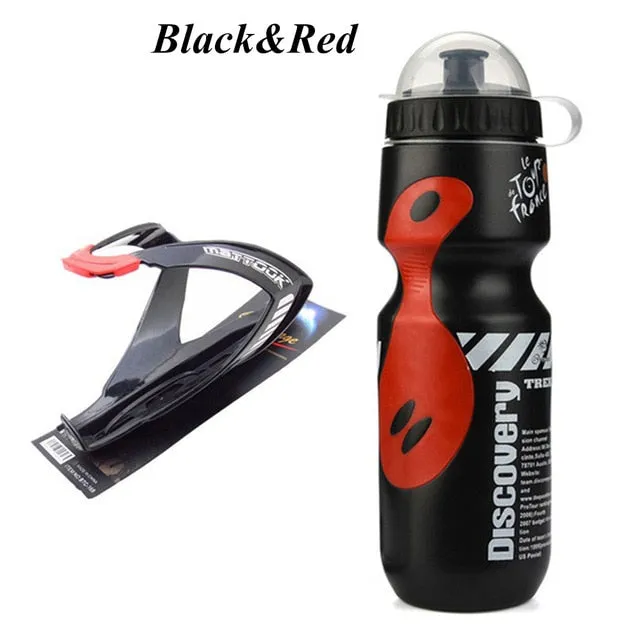 750ML Mountain Bike Bicycle Cycling Water Drink Bottle Holder Cage Outdoor Sports Plastic Portable Kettle Water Bottle Drinkware