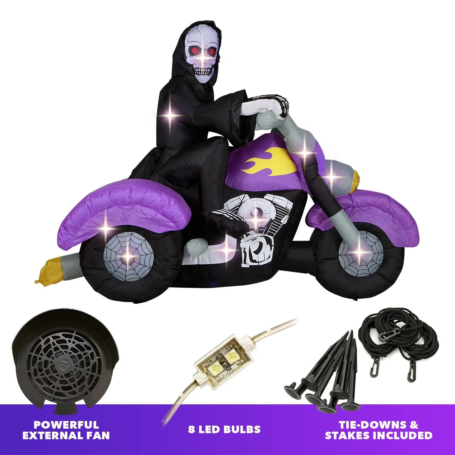 8 ft Long Reaper on Trike Chopper Halloween Inflatable