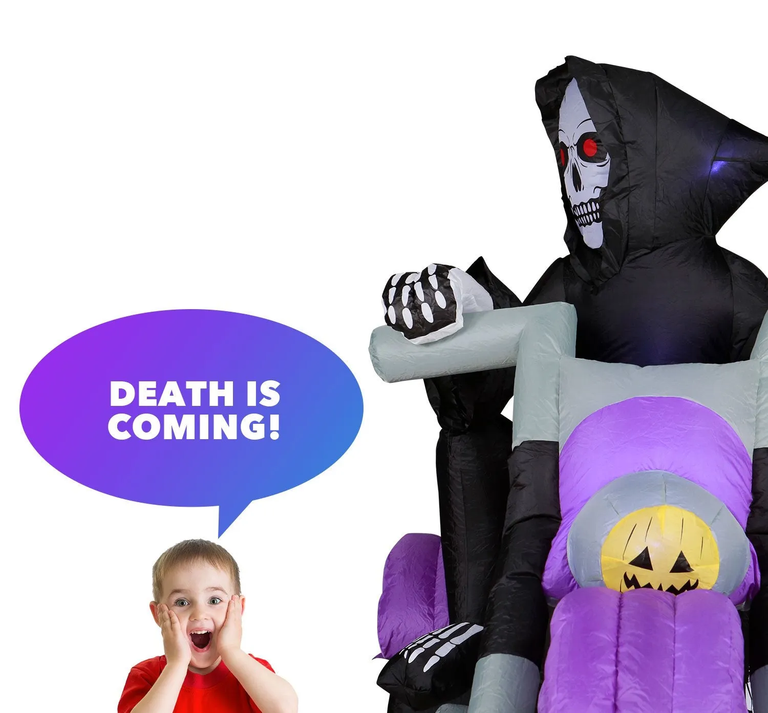 8 ft Long Reaper on Trike Chopper Halloween Inflatable