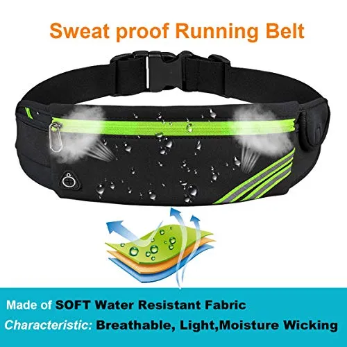 AIKENDO Reflective Slim Pocket Running Belt Fanny Pack Bag for Hiking Fitness Cycling Workout Gym, Jogging for iPhone Xs, XR, 7 8 Plus, Travelling Money Phone Holder