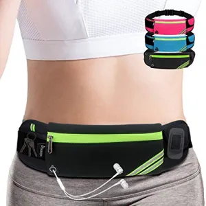 AIKENDO Reflective Slim Pocket Running Belt Fanny Pack Bag for Hiking Fitness Cycling Workout Gym, Jogging for iPhone Xs, XR, 7 8 Plus, Travelling Money Phone Holder