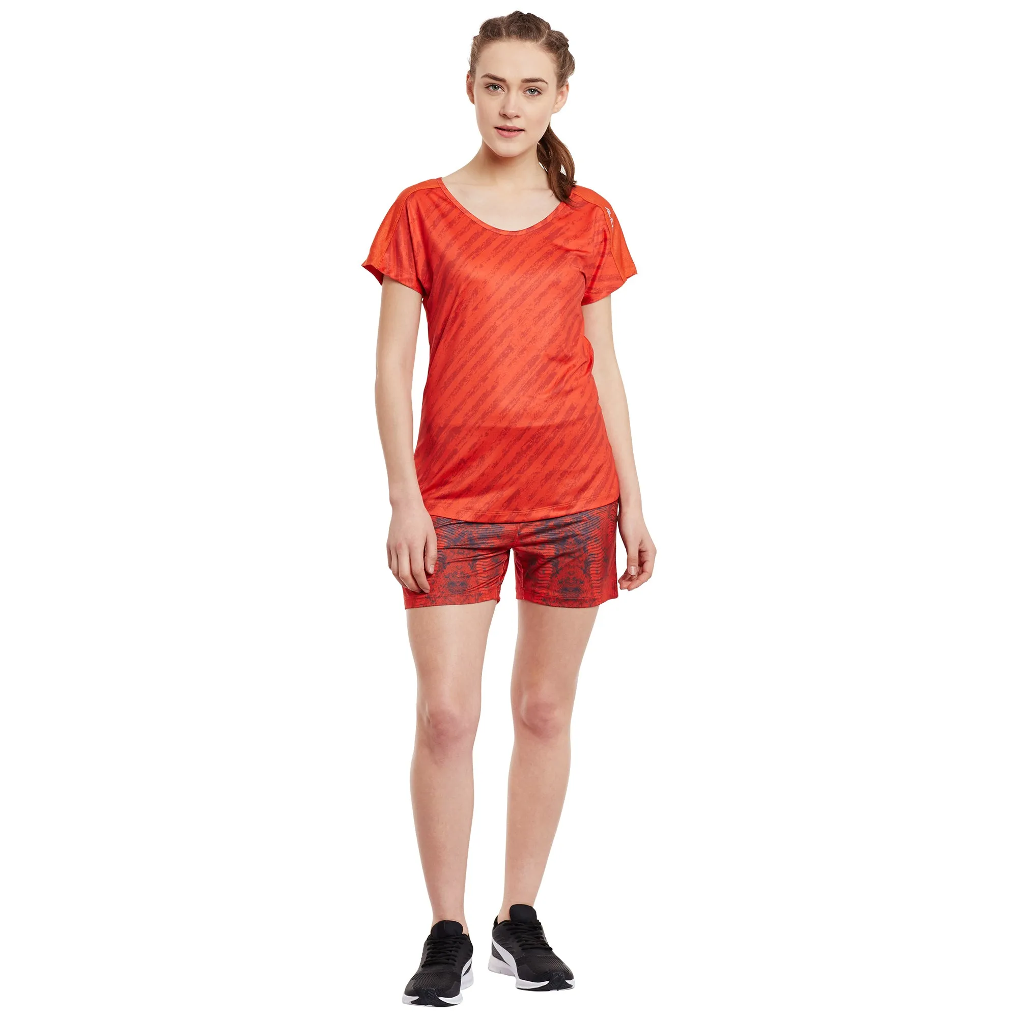 Alcis Women Grey Printed Slim Fit Sports Shorts