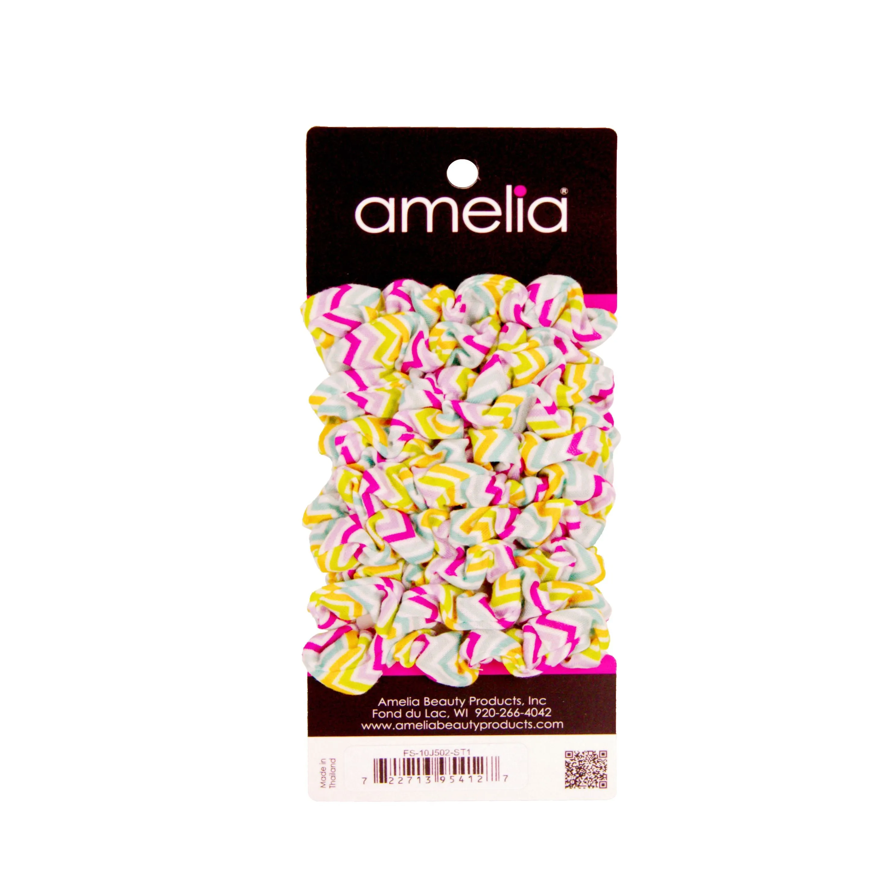 Amelia Beauty, Medium Pastel Stripe Jersey Scrunchies, 2.5in Diameter, Gentle on Hair, Strong Hold, No Snag, No Dents or Creases. 10 Pack