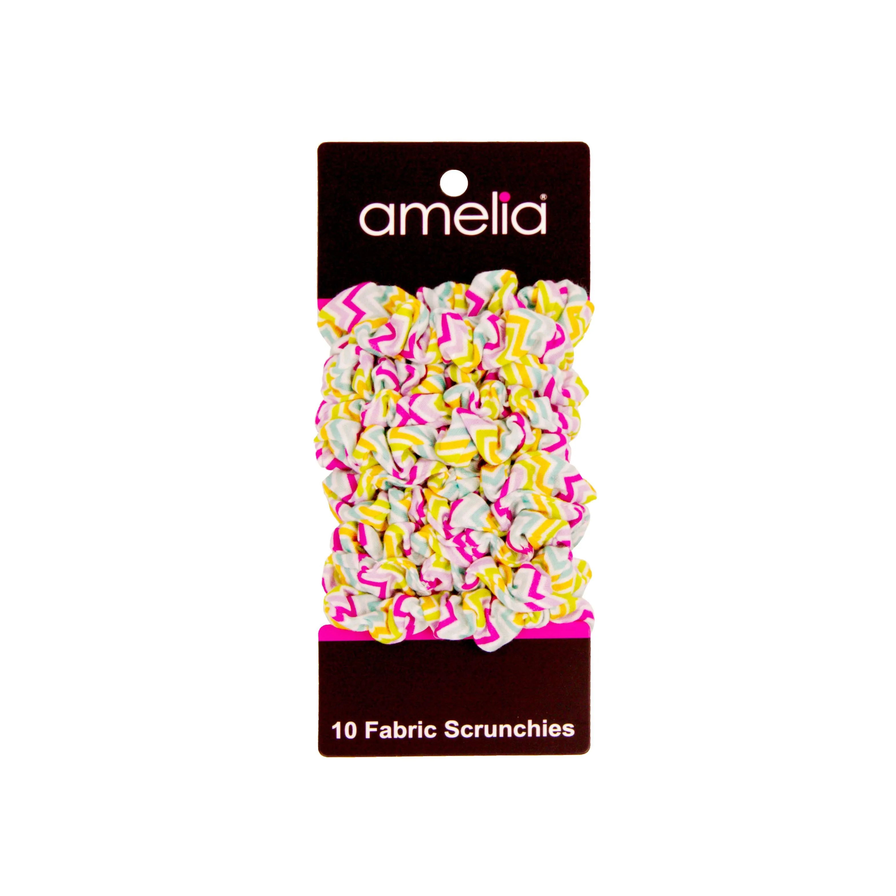 Amelia Beauty, Medium Pastel Stripe Jersey Scrunchies, 2.5in Diameter, Gentle on Hair, Strong Hold, No Snag, No Dents or Creases. 10 Pack