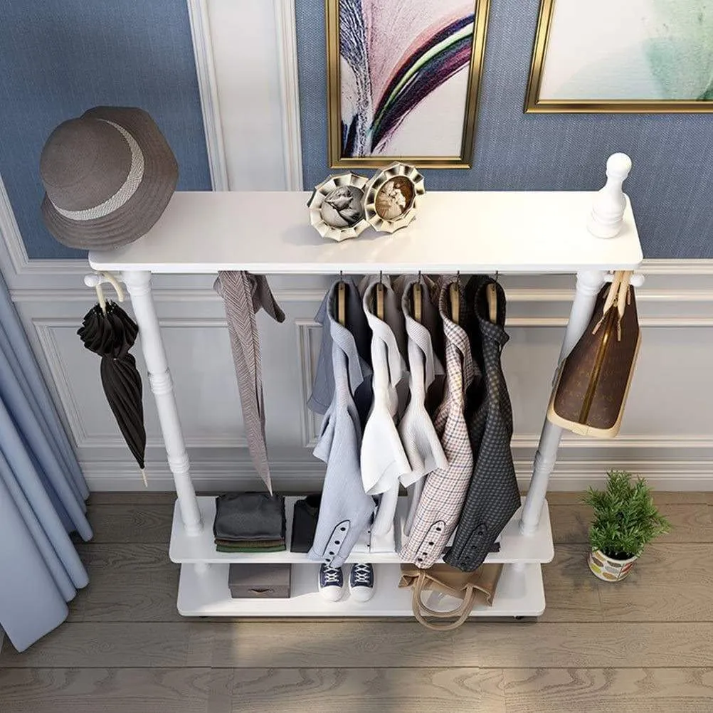 Angel's home Standing Coat Racks Wooden Free To Move White Hall Trees Coat Rack Stand Shoe Rack Hooks Clothes Stand Tree Stylish Wooden Hat Coat Rail Stand Rack Clothes Jacket Storage Hanger Organiser
