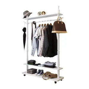Angel's home Standing Coat Racks Wooden Free To Move White Hall Trees Coat Rack Stand Shoe Rack Hooks Clothes Stand Tree Stylish Wooden Hat Coat Rail Stand Rack Clothes Jacket Storage Hanger Organiser