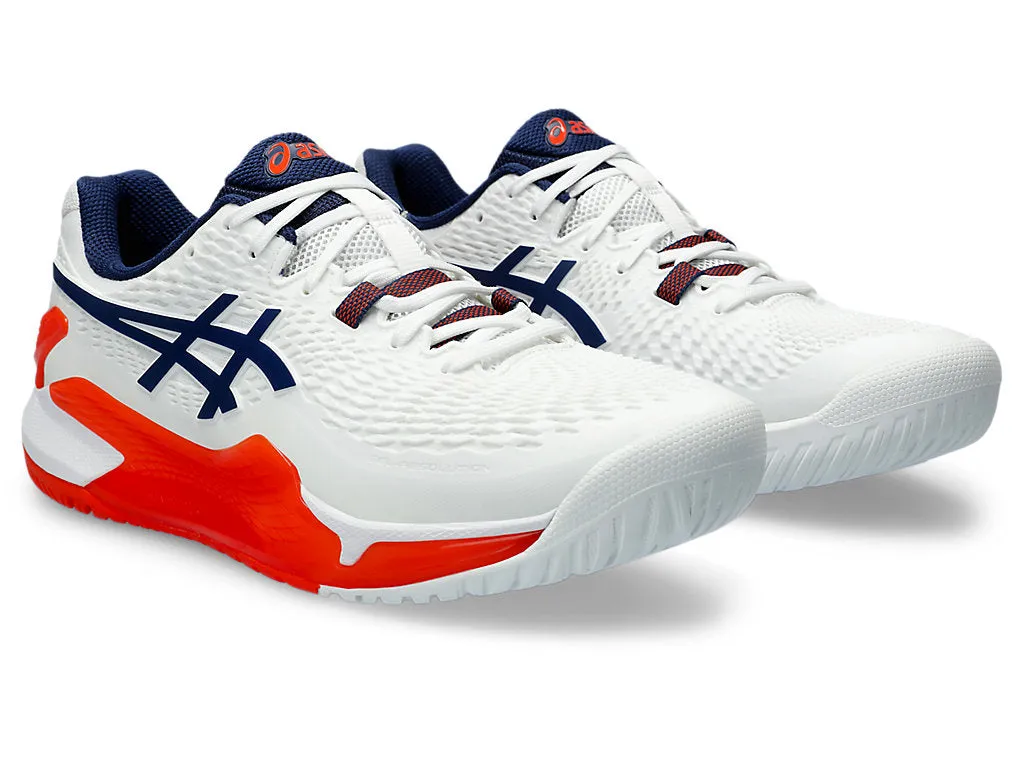 Asics Men'S GEL-RESOLUTION 9 Wide (2E) Tennis Shoes in White/Blue Expanse