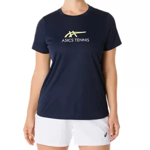 Asics Women Court Tennis Graphic Tee - Midnight/Huddle Yellow