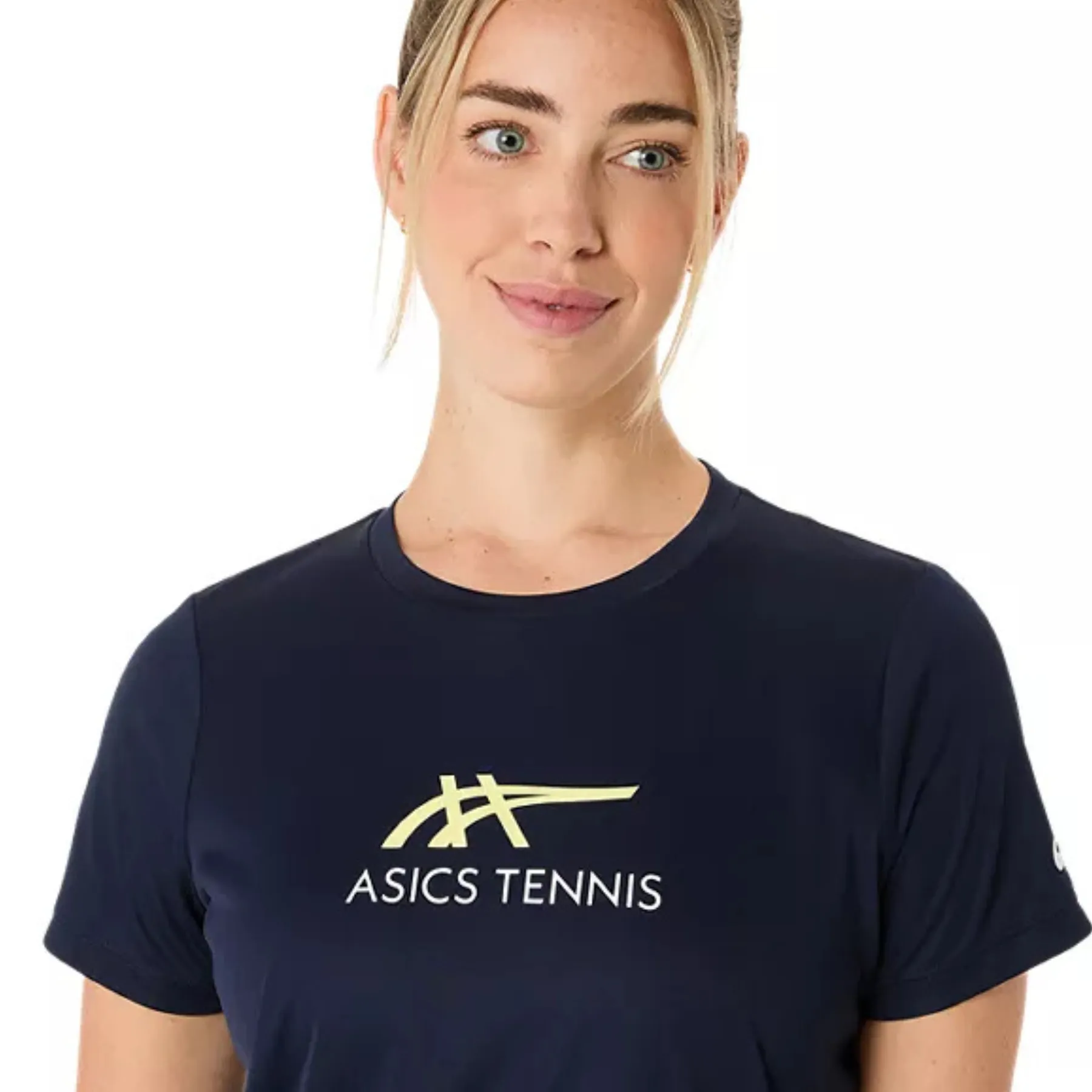 Asics Women Court Tennis Graphic Tee - Midnight/Huddle Yellow