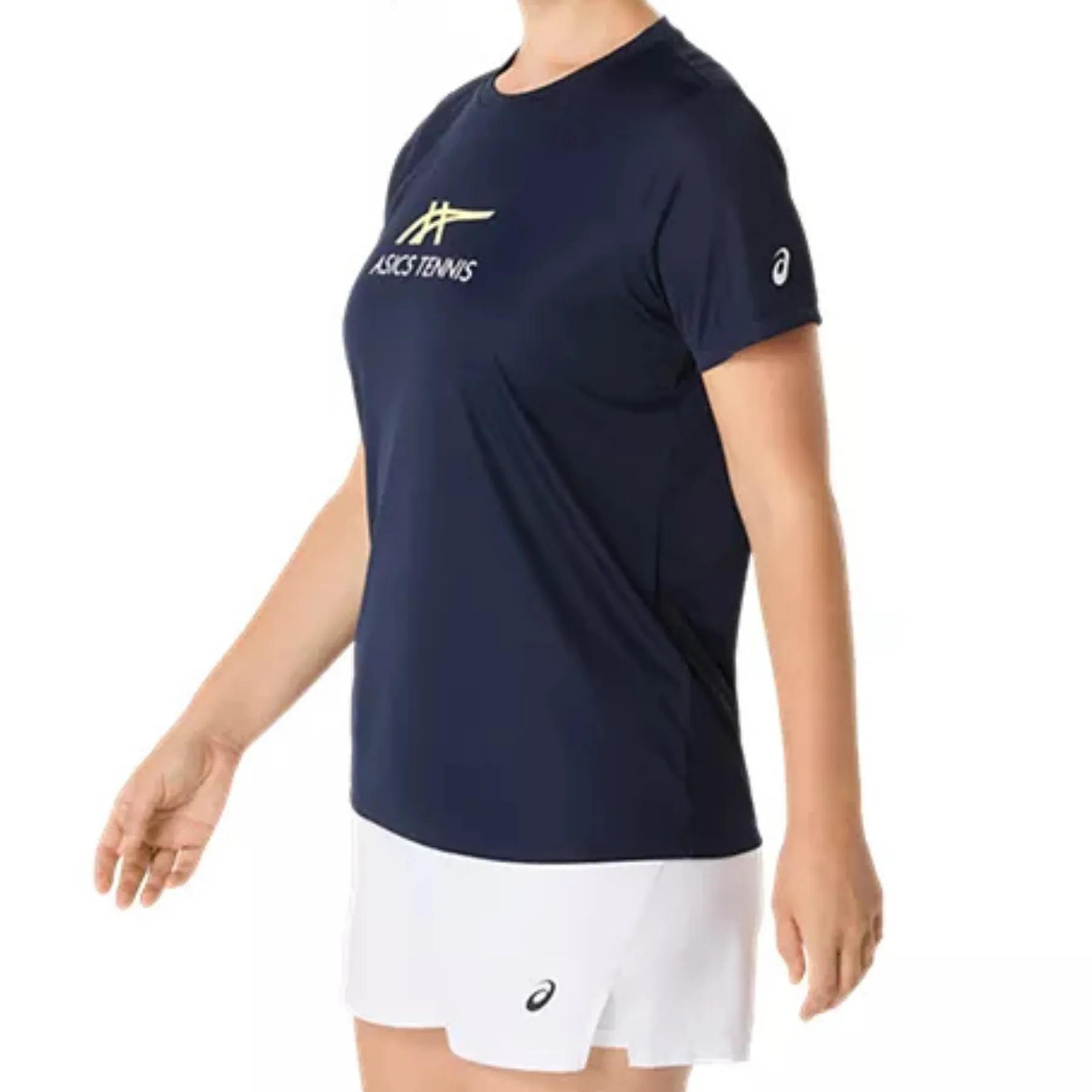 Asics Women Court Tennis Graphic Tee - Midnight/Huddle Yellow