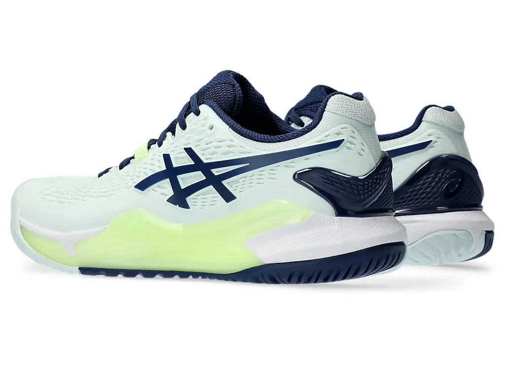 Asics Women's GEL-RESOLUTION 9 Tennis Shoes in Pale Mint/Blue Expanse