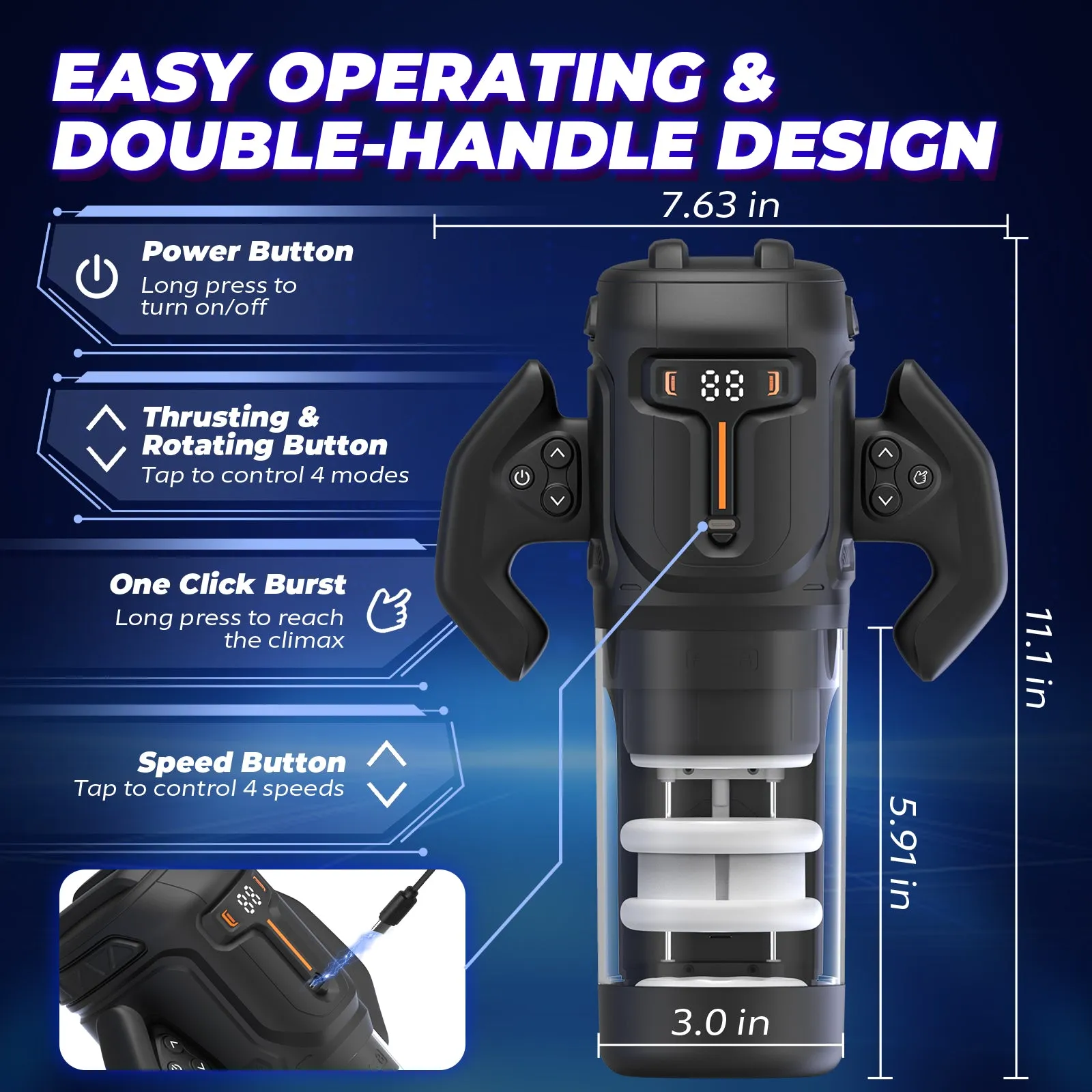 Automatic Thrusting & Rotating Male Masturbator Sex Toy