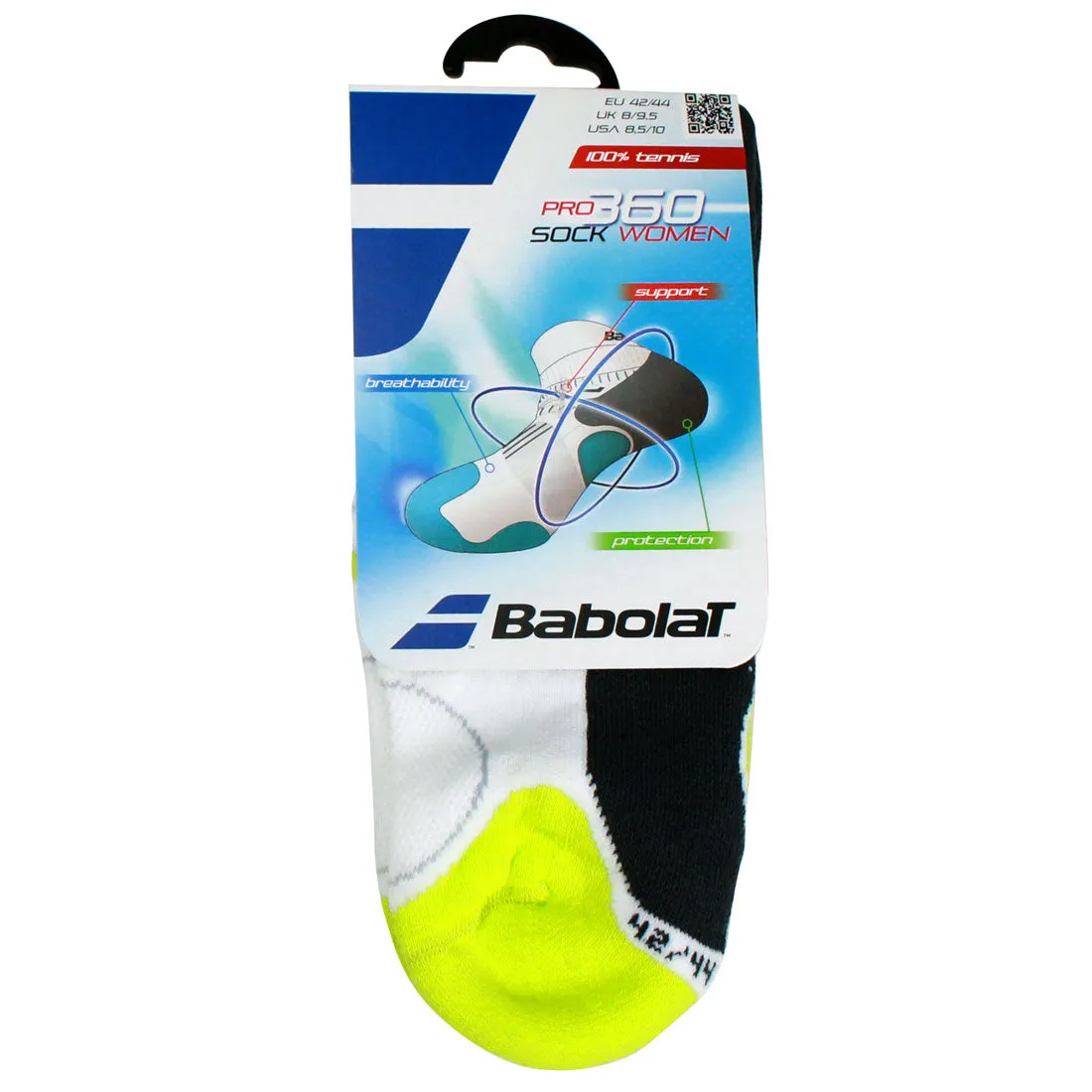 Babolat Women's Pro 360 1 Pack Socks (White/Yellow)
