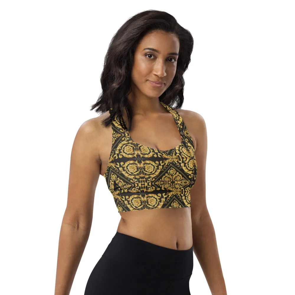 Baroque Print Longline Sports Bra