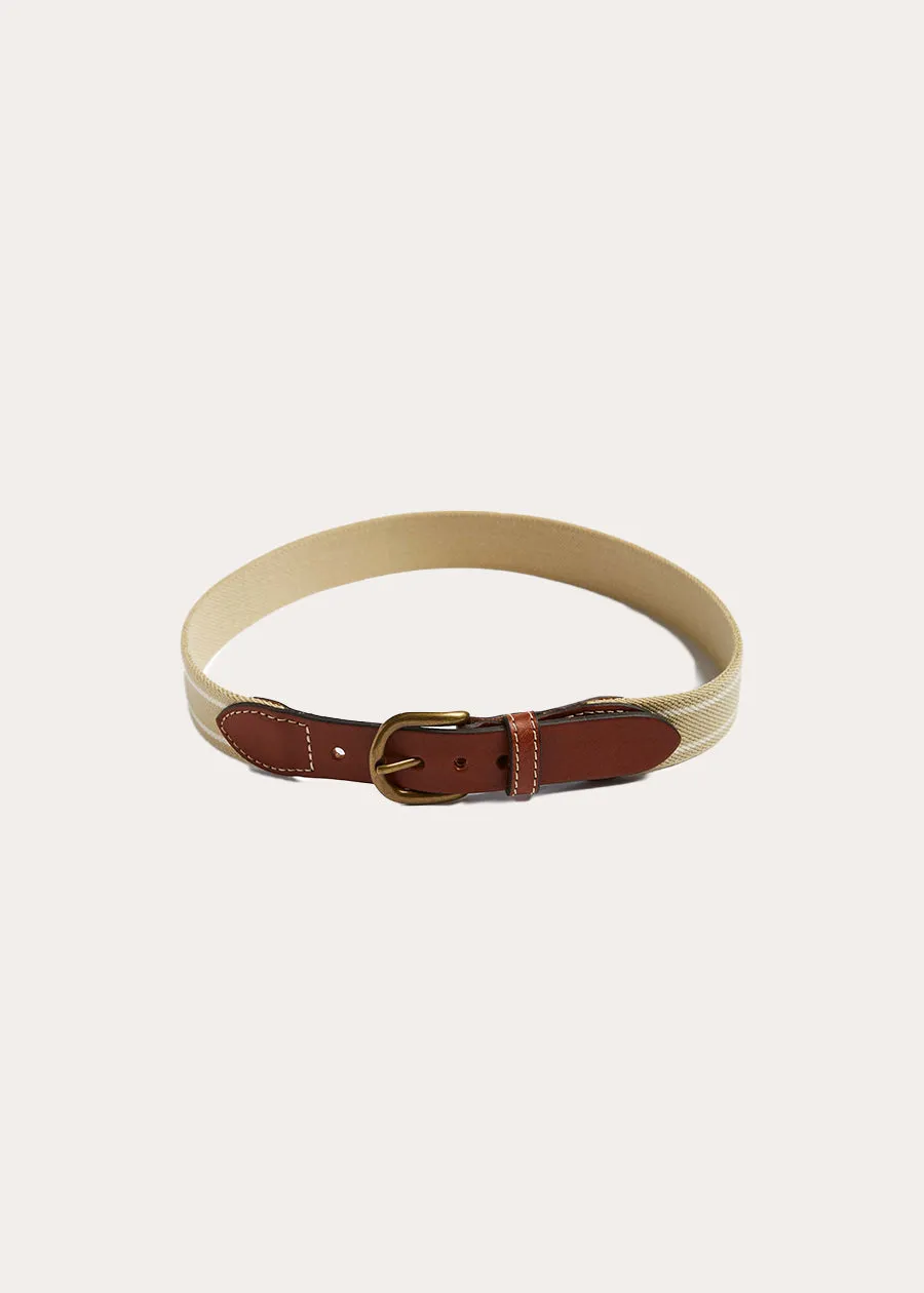 Beige and Ivory Striped Belt