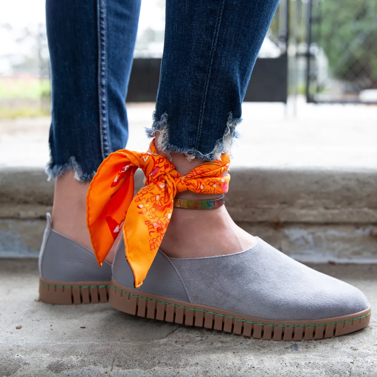 BENDY Women's grey flat shoes - Italian leather