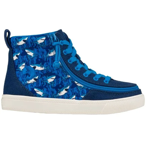 BILLY Blue Sharks Classic Lace High Adaptive Shoes (Easy On/Off)