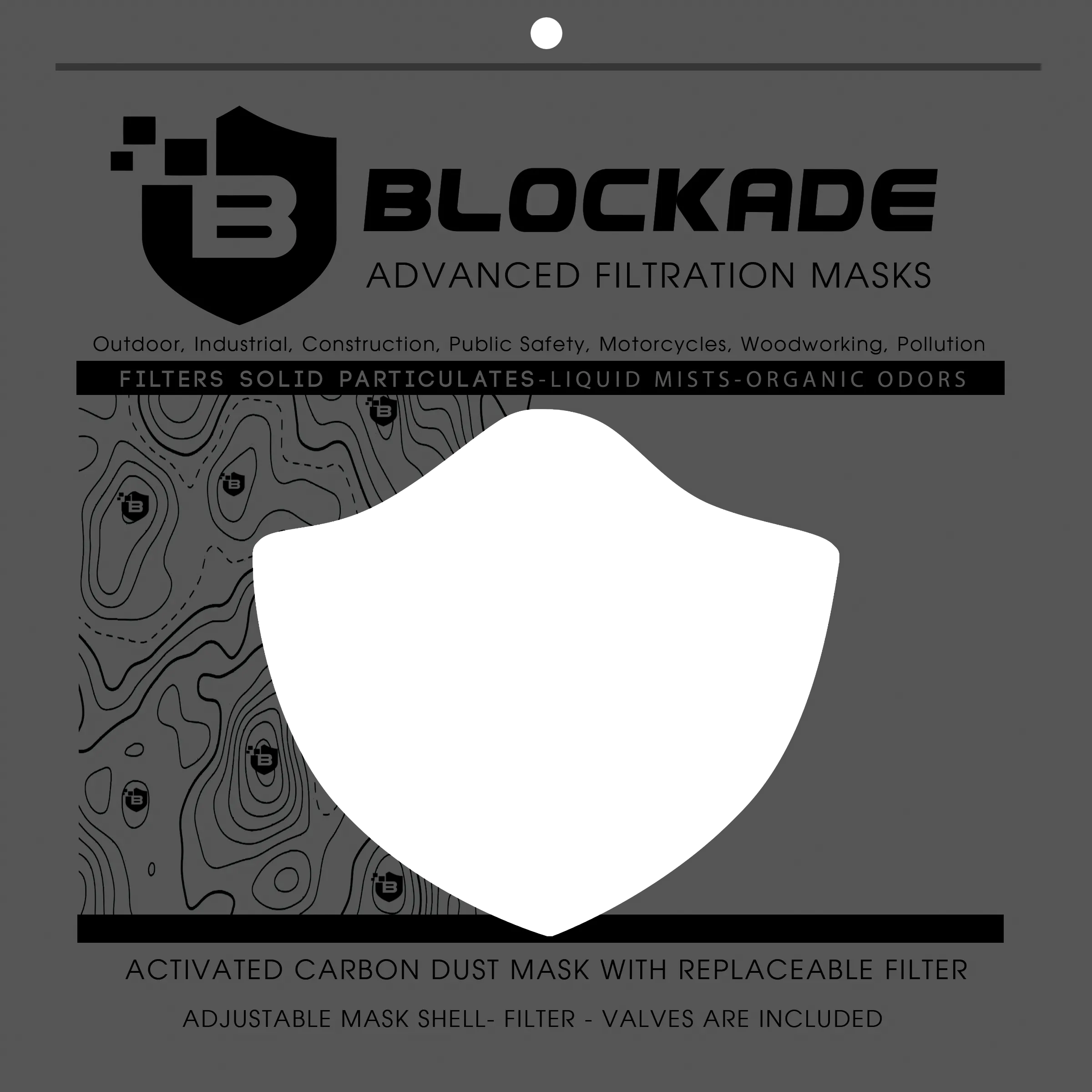 Black Camo Face Mask with replaceable KN95 filter  - Free Shipping - In Stock