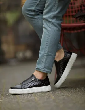 Black Laceless Slip-On Sneakers