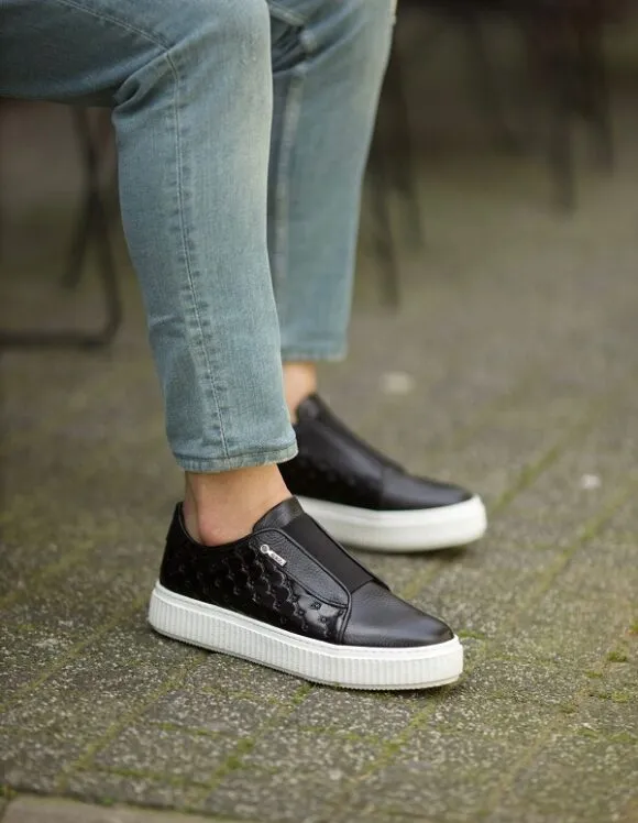 Black Laceless Slip-On Sneakers