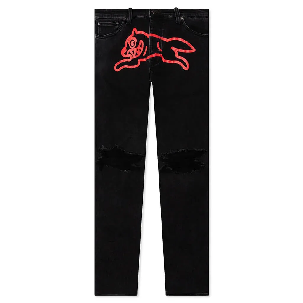 Black Running Dog Jeans - Black