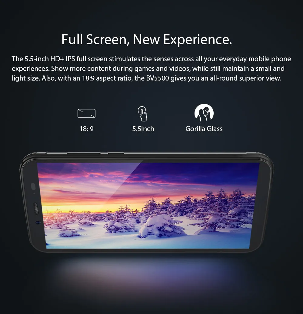 Blackview BV5500 Pro 4G Mobile Phone IP68 Waterproof 5.5"" HD  Android 9.0 3GB RAM 16GB ROM  8.0MP Camera NFC Yellow
