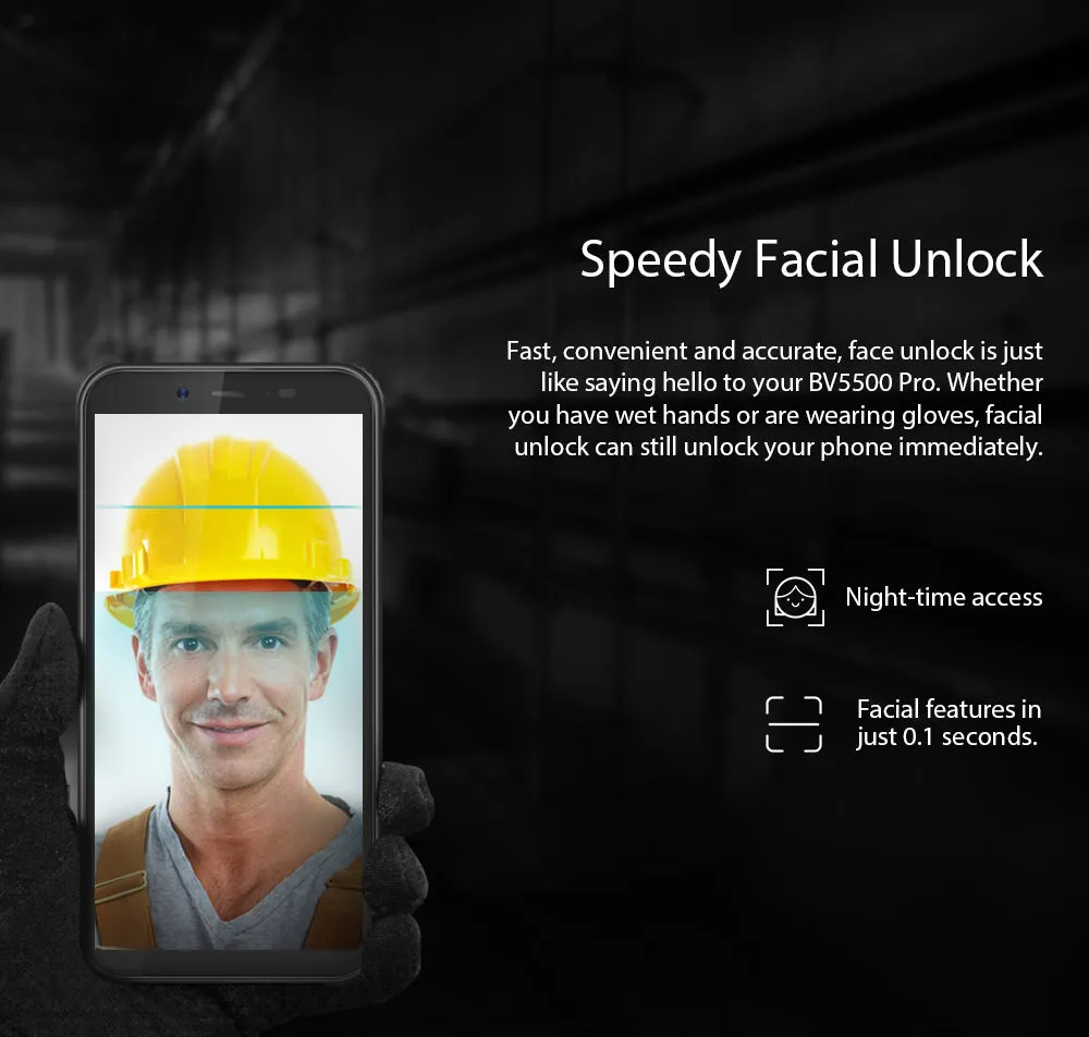 Blackview BV5500 Pro 4G Mobile Phone IP68 Waterproof 5.5"" HD  Android 9.0 3GB RAM 16GB ROM  8.0MP Camera NFC Yellow
