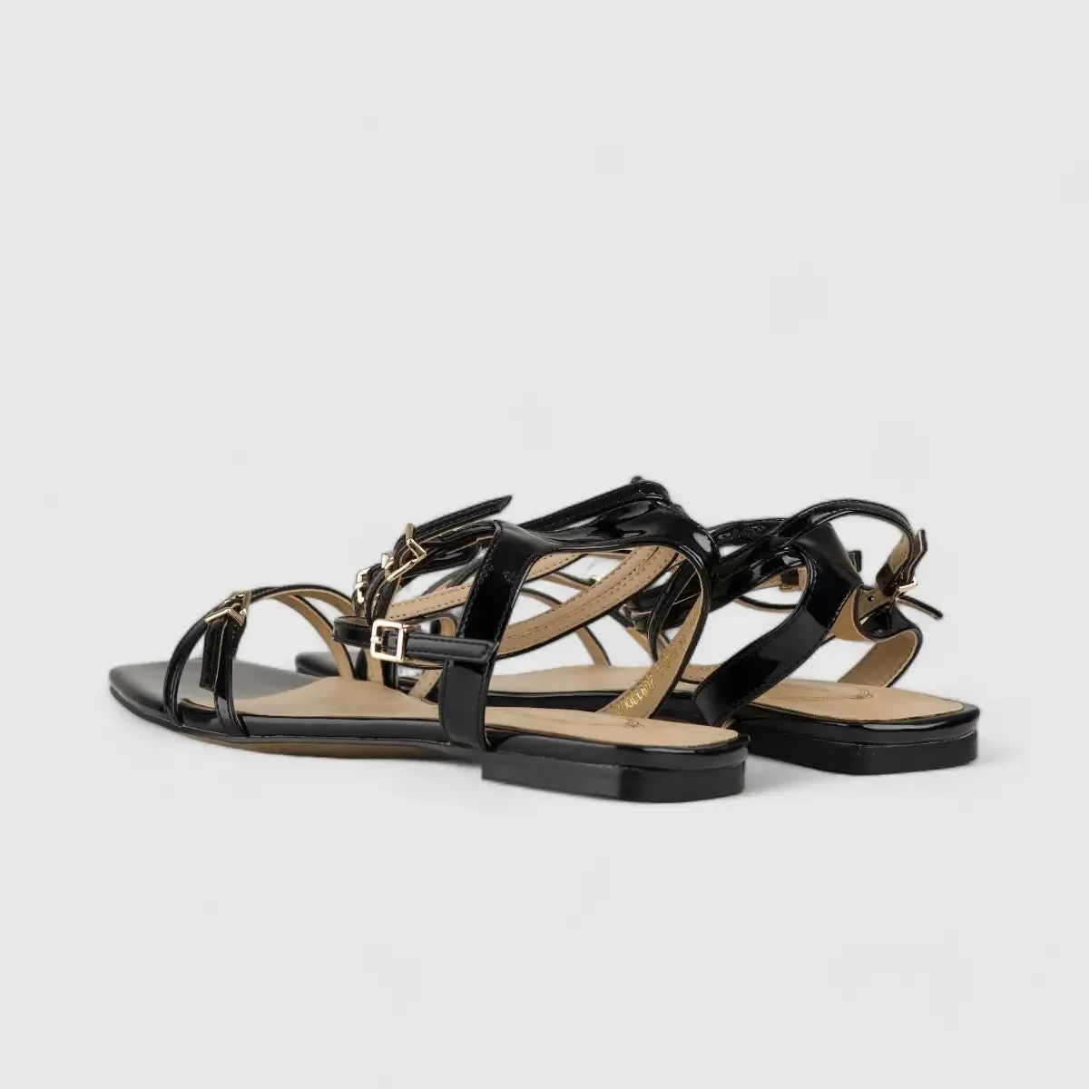 Bulbul Flat Sandal Black Car5004