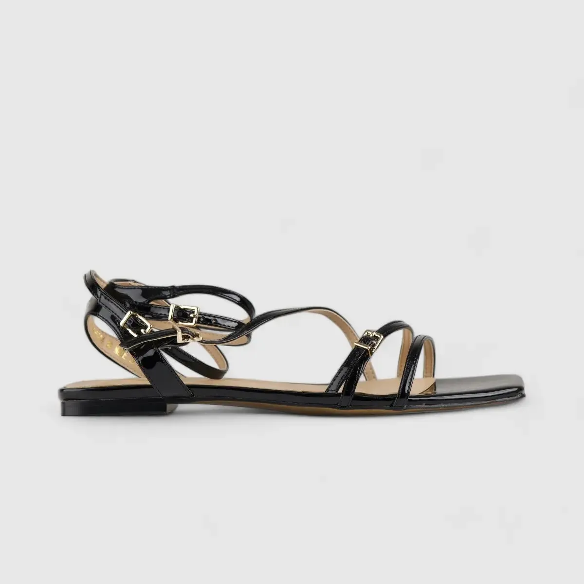 Bulbul Flat Sandal Black Car5004