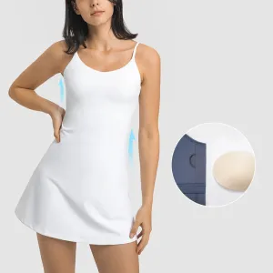 Buttery Soft Sleeveless Tennis Dress for Women - Self-Bra Support