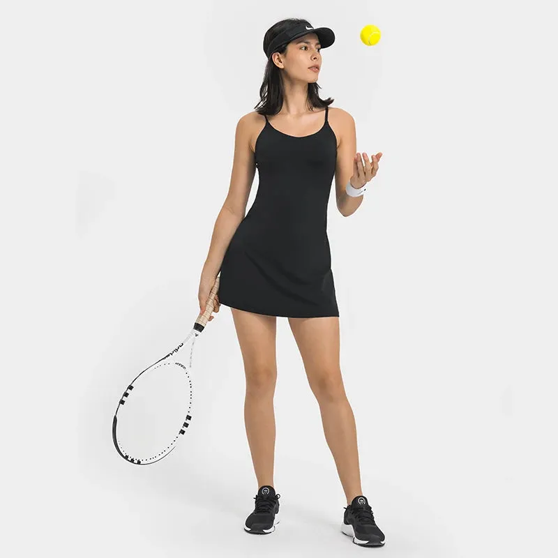 Buttery Soft Sleeveless Tennis Dress for Women - Self-Bra Support