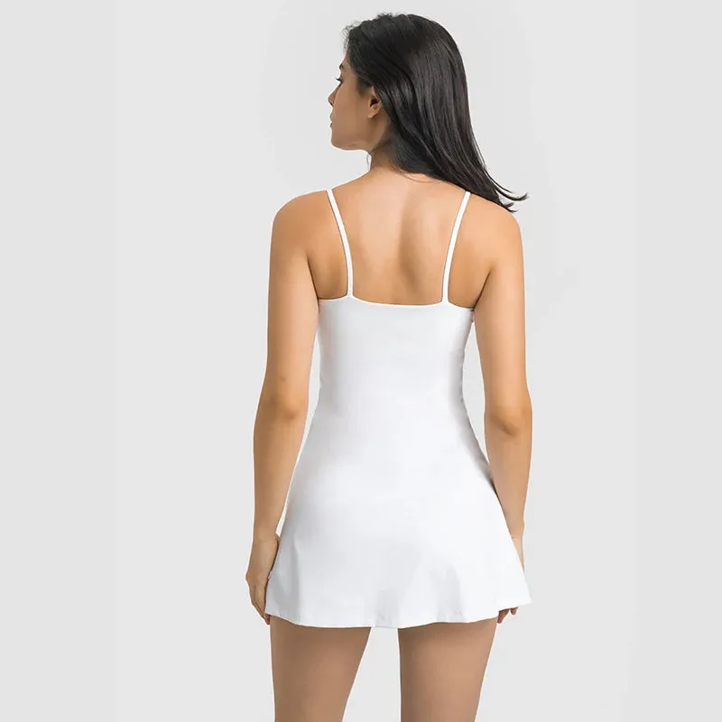Buttery Soft Sleeveless Tennis Dress for Women - Self-Bra Support