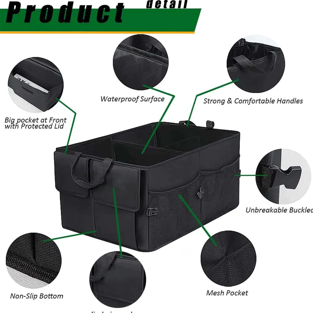 Car Trunk Organizer, Custom-Fit For Car, Foldable Car Trunk Storage Box, Storage Bag, Waterproof, Dust-proof, Stain-Resistant, Car Accessories WASA229