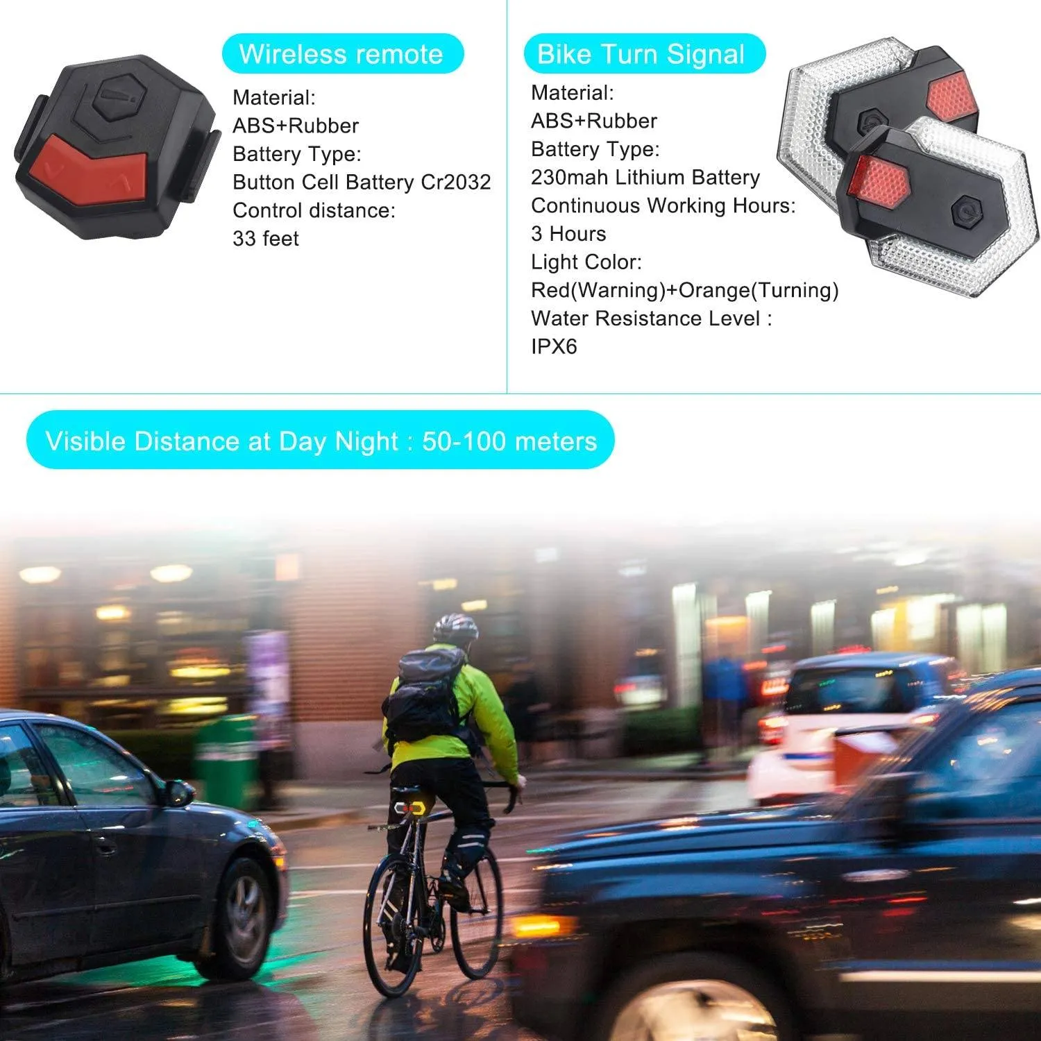 Carry Bright Bicycle Indicator Turn Signals Front and Rear Light Bike Taillight Cycling Safety Lights