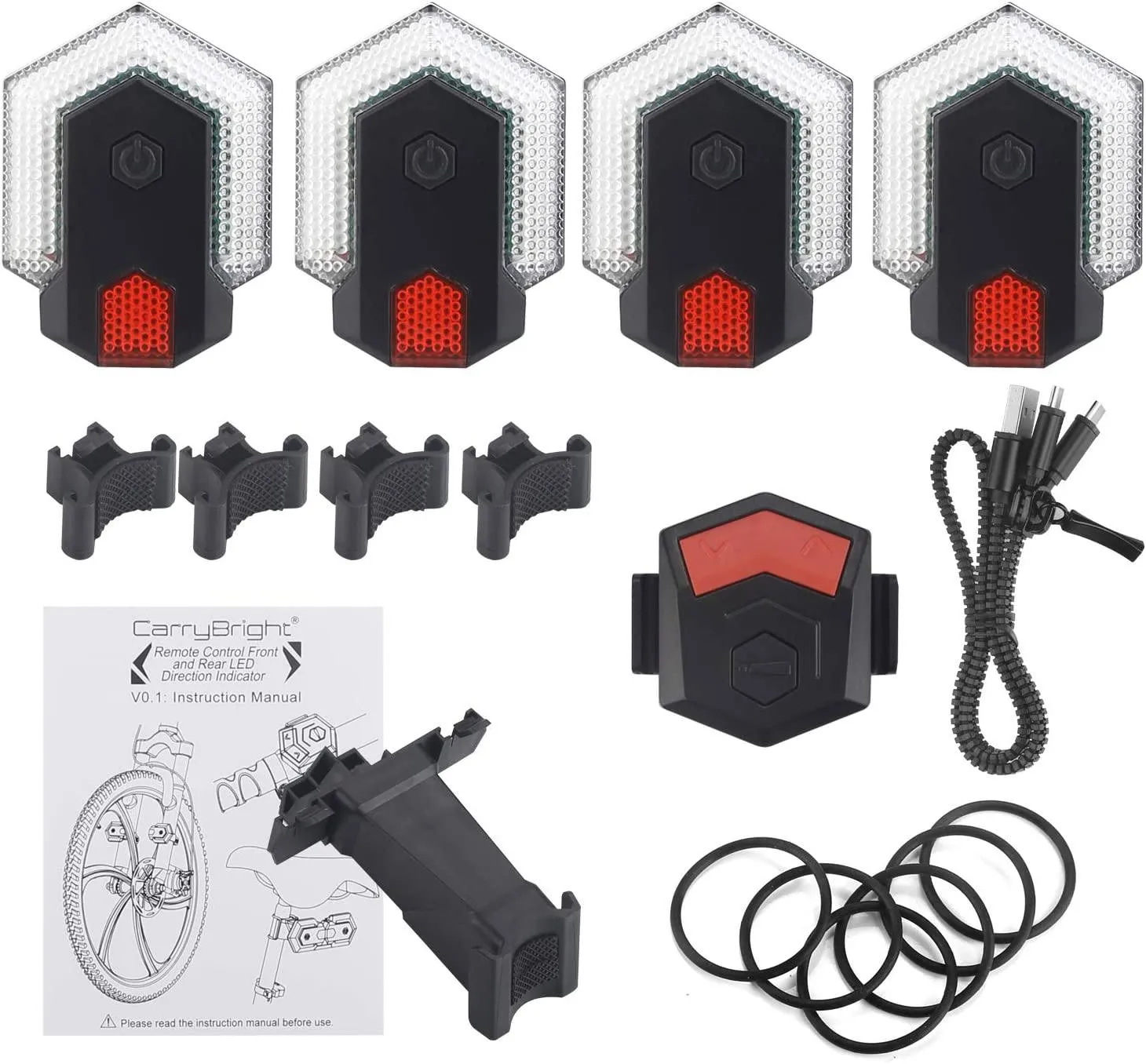 Carry Bright Bicycle Indicator Turn Signals Front and Rear Light Bike Taillight Cycling Safety Lights