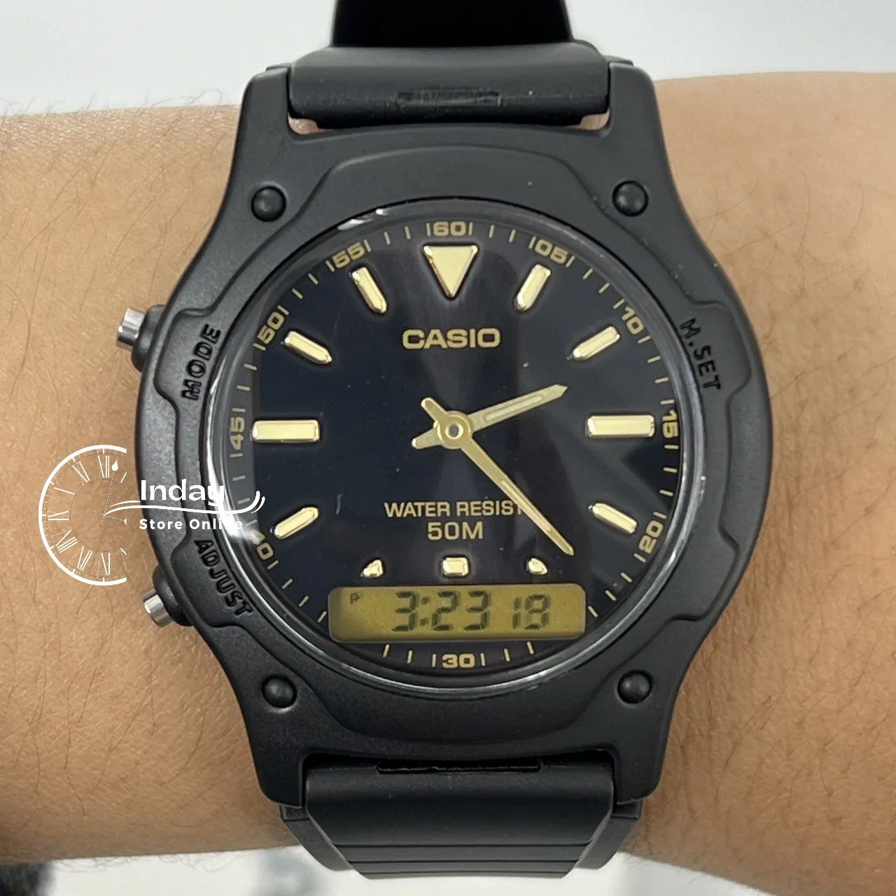 Casio Analog-Digital Men's Watch AW-49HE-1A Resin Band Resin Glass