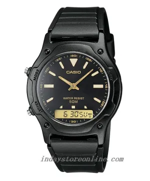 Casio Analog-Digital Men's Watch AW-49HE-1A Resin Band Resin Glass