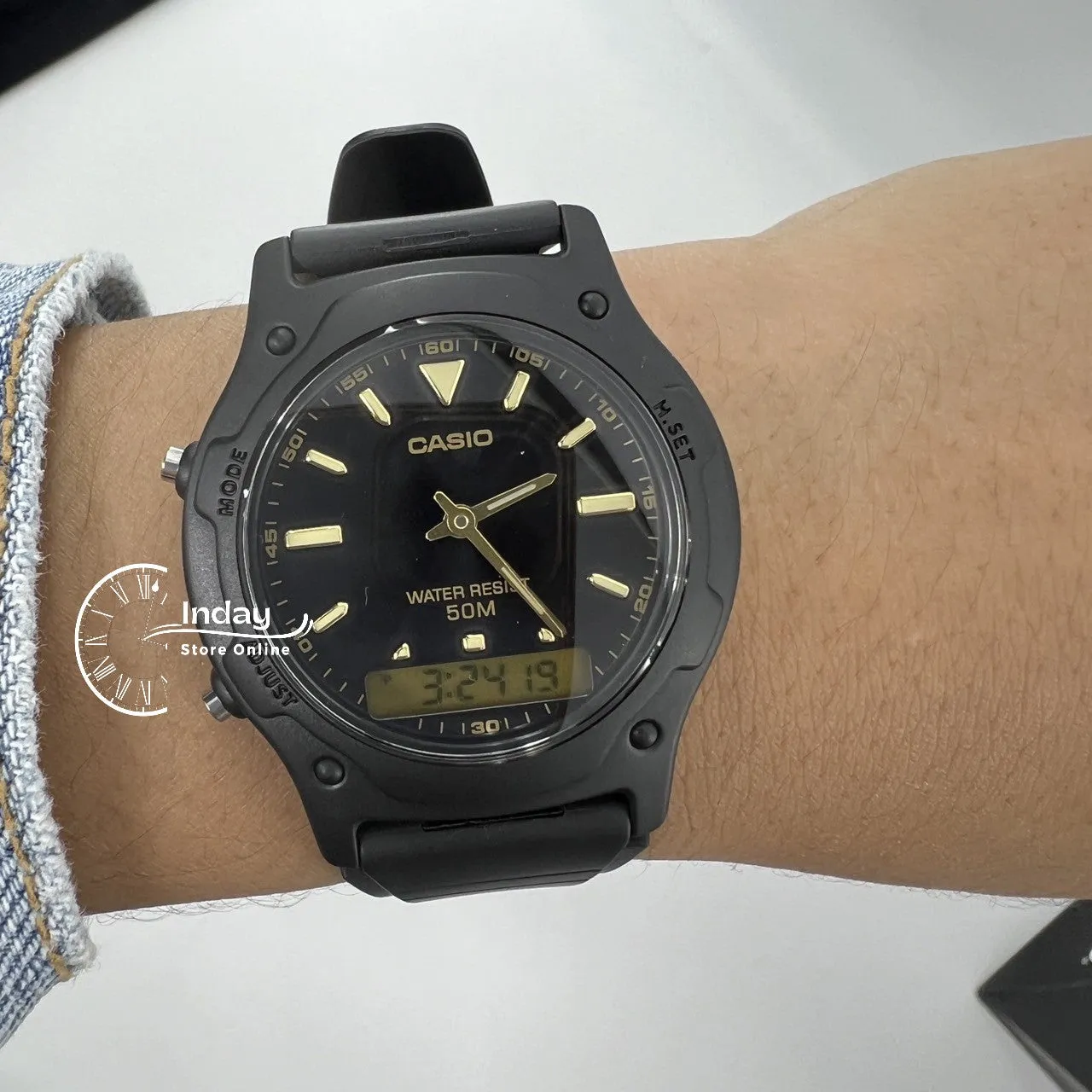 Casio Analog-Digital Men's Watch AW-49HE-1A Resin Band Resin Glass