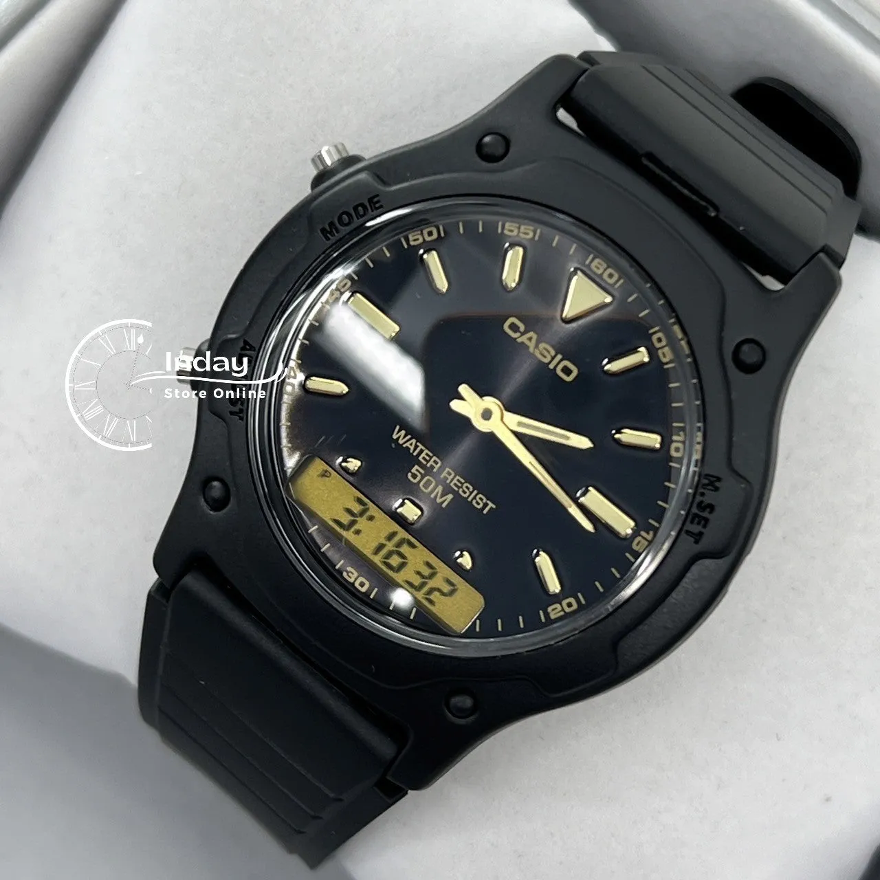 Casio Analog-Digital Men's Watch AW-49HE-1A Resin Band Resin Glass