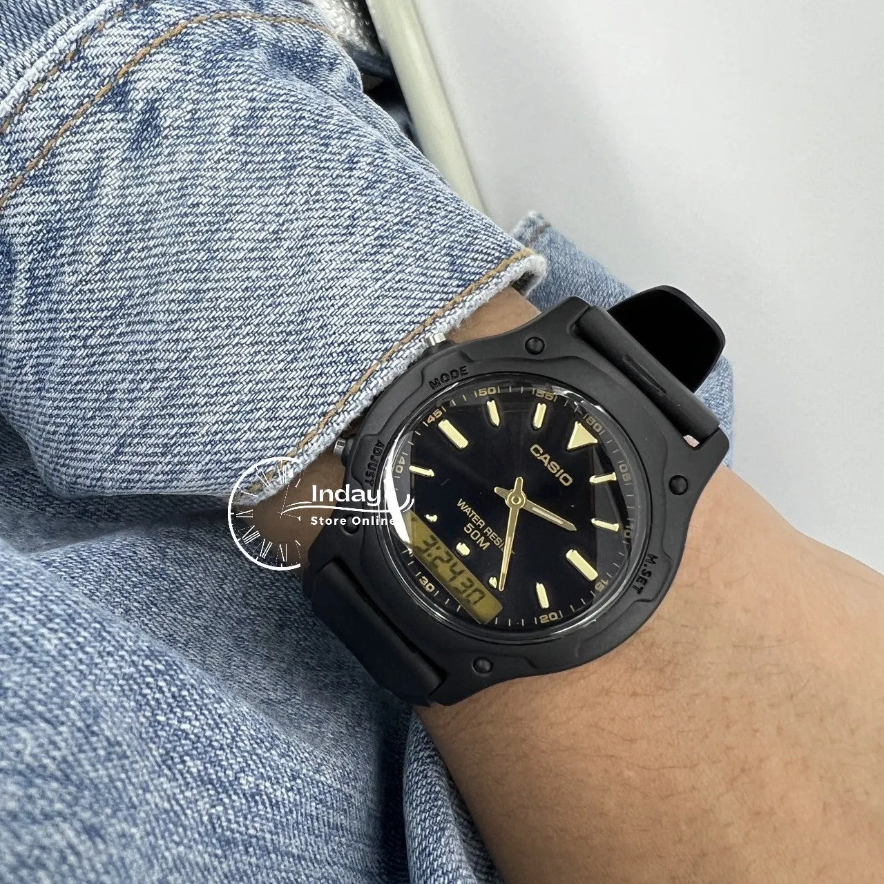 Casio Analog-Digital Men's Watch AW-49HE-1A Resin Band Resin Glass